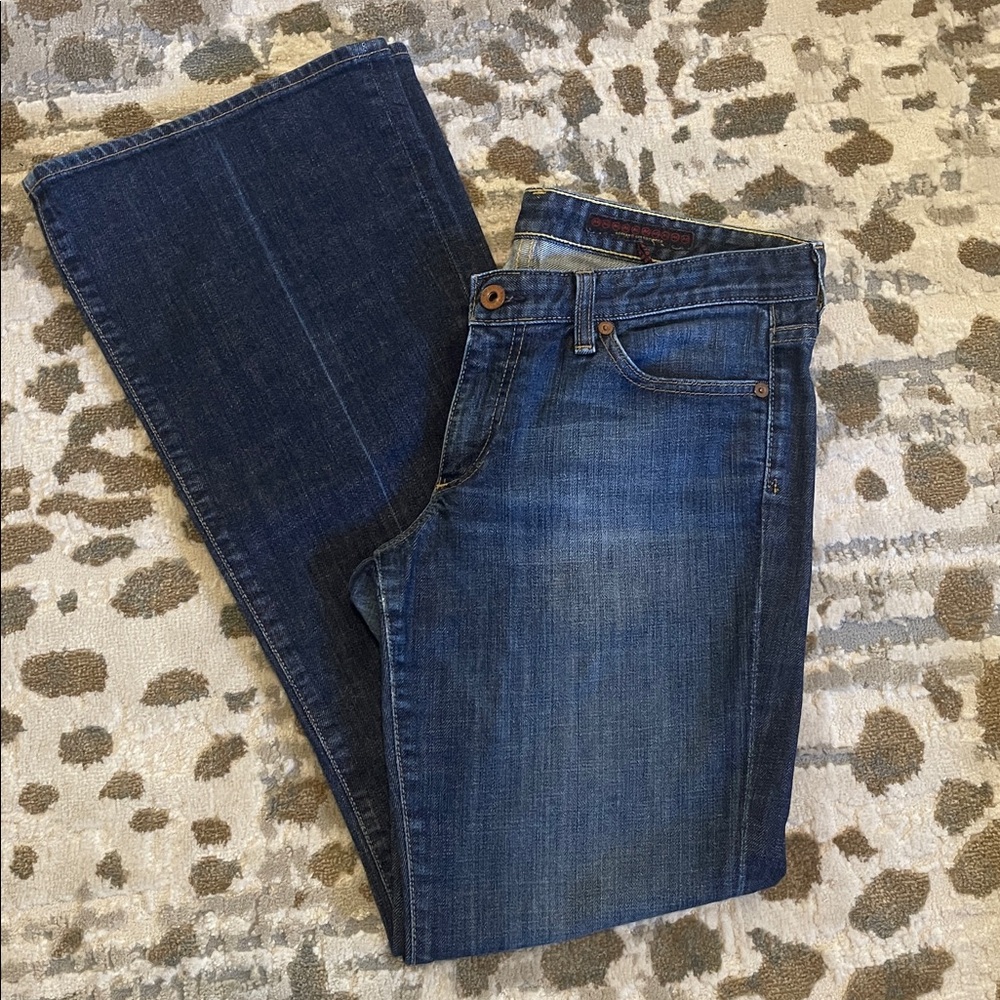AG Adriano Goldschmied The Club Dark Blue Flare Jeans Size 30 Low-Rise